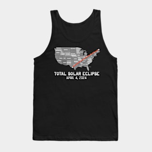 Total Solar Eclipse 4 8 2024 American Map Path Of Totality Tank Top